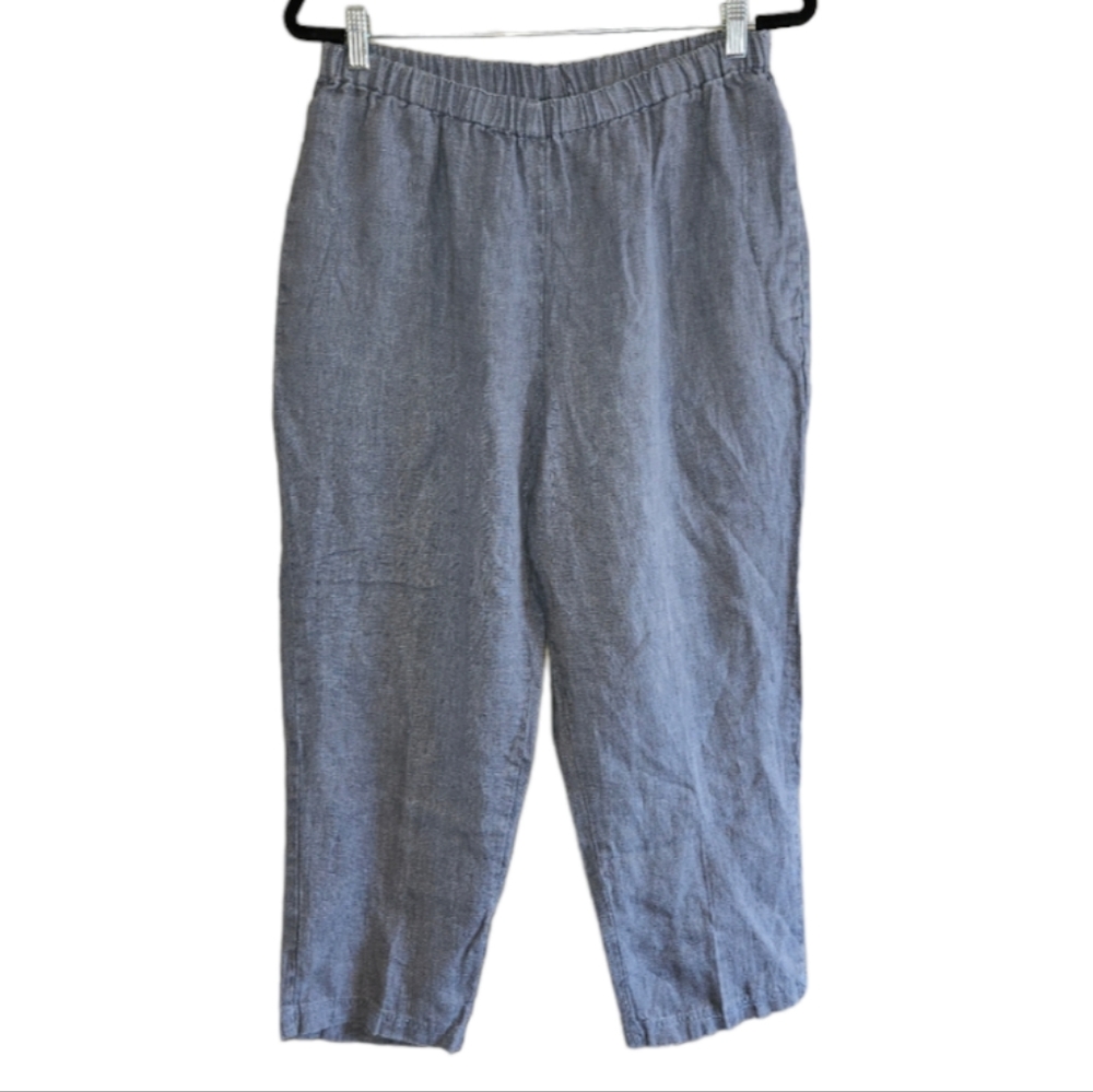 FLAX Flowing Linen Blue Chambray Pants Size Small* 6 8 10 Lagenlook Pull On